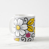 Cheerful Floral Pattern with Bold Outlines Kaffeetasse (Vorderseite Links)
