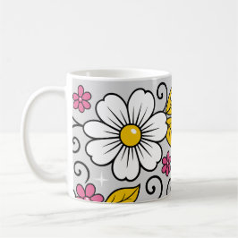 Cheerful Floral Pattern with Bold Outlines Kaffeetasse