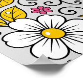 Cheerful Floral Pattern with Bold Outlines Poster (Ecke)