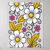 Cheerful Floral Pattern with Bold Outlines Poster (Vorne)