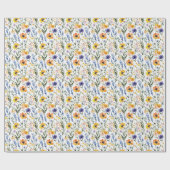 Cheerful Floral Watercolor Wildflowers Geschenkpapier (Flach)