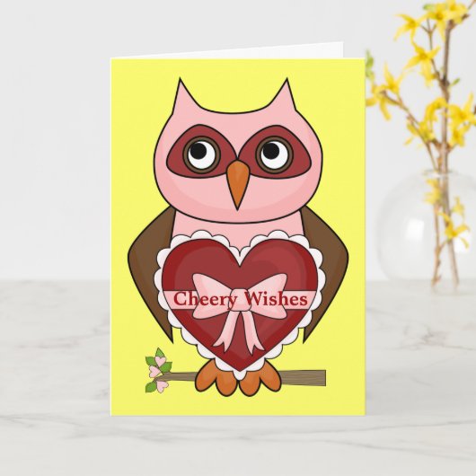 Cheerful Get Well Owl Karte (Gelbe Blume)
