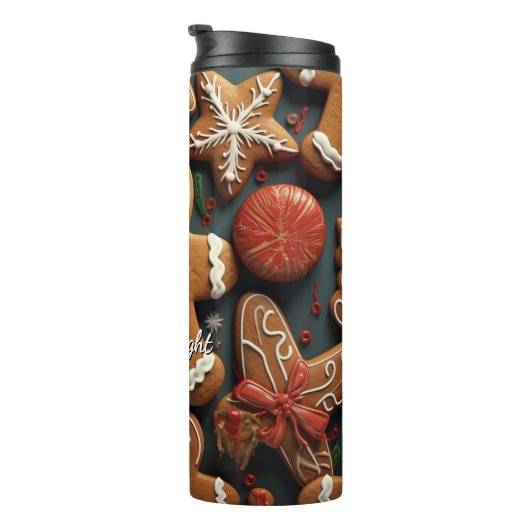 Cheerful Gingerbread Cookie Grid Thermosbecher (Nach rechts gedreht)