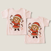 Cheerful Girl Santa with Candy Canes (Design Vorderseite & Rückseite)
