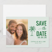 Cheerful Green Tropical Photo Save The Date (Vorne/Hinten)
