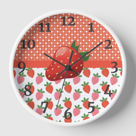 Cheerful Juicy Strawberry Küche Uhr (Vorderseite)