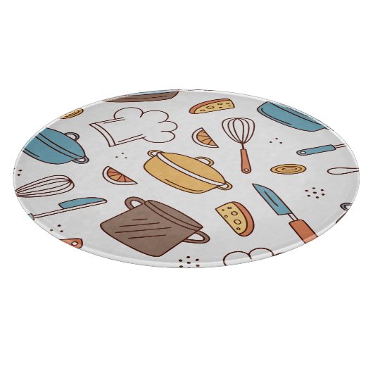 Cheerful Kitchen Doodle Schneidebrett (Ecke)