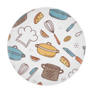 Cheerful Kitchen Doodle Schneidebrett