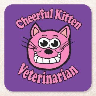 Cheerful Kitten Veterinarian Rechteckiger Pappuntersetzer