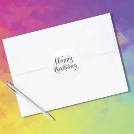 Cheerful Multicolor Happy Birthday Dots Runder Aufkleber