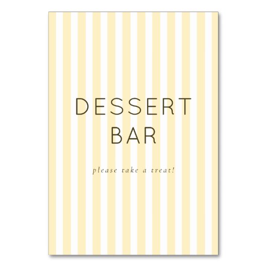 Cheerful Neutral Dessert Bar Sign Tischnummer (Vorderseite)
