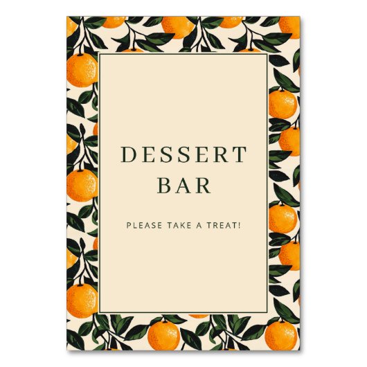 Cheerful Orange Citrus Border Tischnummer (Vorderseite)