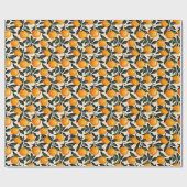 Cheerful Orange Leafy Illustration Geschenkpapier (Flach)