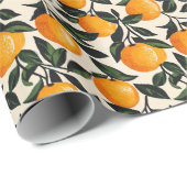 Cheerful Orange Leafy Illustration Geschenkpapier (Rolleneckpunkt)