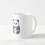 Cheerful Panda with Tea – Cute Whimsical Kaffeetasse (VorderseiteRechts)