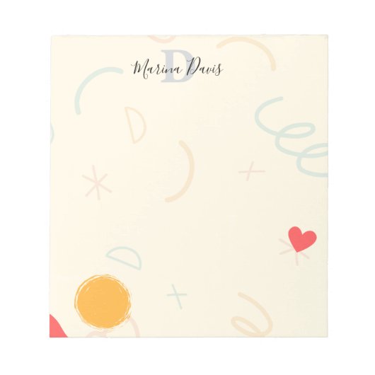 Cheerful Personalized Monogram Notepad Notizblock (Vorderseite)