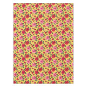 Cheerful Pink And Red Roses On A Sunny Yellow Tischdecke (Vorderseite)