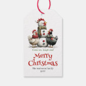 Cheerful Quirky Chickens Christmas Tag Editable Geschenkanhänger (Rückseite)