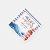Cheerful Red Blue Maritime Waves Baby Shower Serviette (Ecke)
