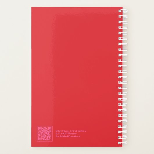 Cheerful Red Floral Modern Planer (Rückseite)