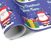 Cheerful Santa Claus cartoon with gift Christmas Geschenkpapier (Rolleneckpunkt)