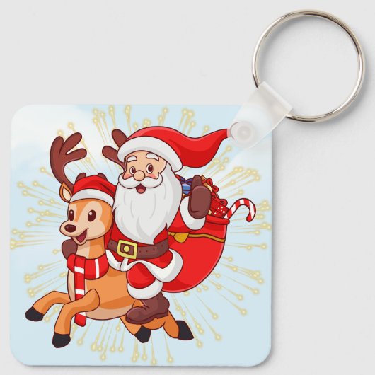 Cheerful Santa Claus – Perfect Christmas G Schlüsselanhänger (Rückseite)