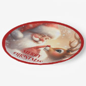 Cheerful Santa Claus Rudolph Christmas Plates Pappteller (Schrägansicht)