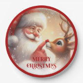 Cheerful Santa Claus Rudolph Christmas Plates Pappteller (Vorderseite)