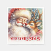 Cheerful Santa Rudolph Christmas Table Napkins Serviette (Vorderseite)