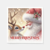 Cheerful Santa Rudolph Holiday Dinner Napkins Xmas Serviette (Vorderseite)
