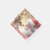 Cheerful Santa Rudolph Holiday Dinner Napkins Xmas Serviette (Ecke)