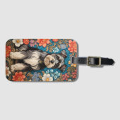 Cheerful Schnauzer William Morris Inspired Floral Gepäckanhänger (Vorderseite (Horizontal))