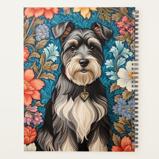 Cheerful Schnauzer William Morris Inspired Floral Planer (Rückseite)