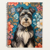 Cheerful Schnauzer William Morris Inspired Floral Planer (Vorderseite)