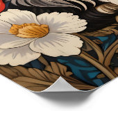 Cheerful Schnauzer William Morris Inspired Floral Poster (Ecke)