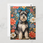 Cheerful Schnauzer William Morris Inspired Floral Postkarte (Vorne/Hinten)