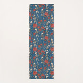 Cheerful Skeletons And Red Roses Denim Blue Yogamatte (Vorderseite)