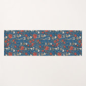 Cheerful Skeletons And Red Roses Denim Blue Yogamatte (Vorderseite (Horizontal))