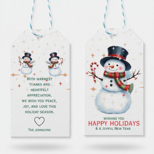 Cheerful Snowman Christmas gift tags Geschenkanhänger
