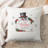Cheerful Snowman Christmas New Year Greeting  Kissen (Decke)
