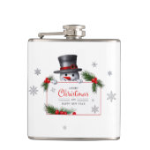 Cheerful Snowman Christmas New Year Greetings Flachmann (Vorderseite)