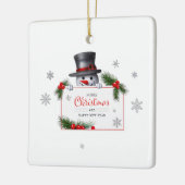 Cheerful Snowman Christmas New Year Greetings Keramikornament (Links)