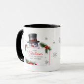 Cheerful Snowman Christmas New Year Greetings Tasse (Vorderseite Links)