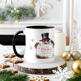 Cheerful Snowman Christmas New Year Greetings Tasse