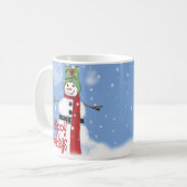 Cheerful Snowman with Hat and Red Scarf Snow Art Kaffeetasse (Vorderseite Links)