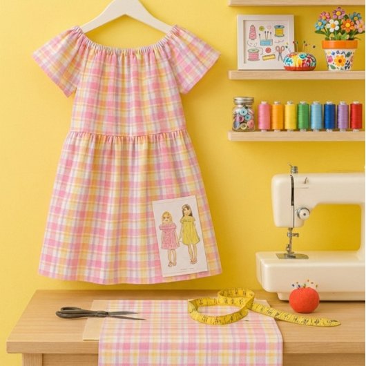 Cheerful Spring Pink Plaid Craft  Stoff