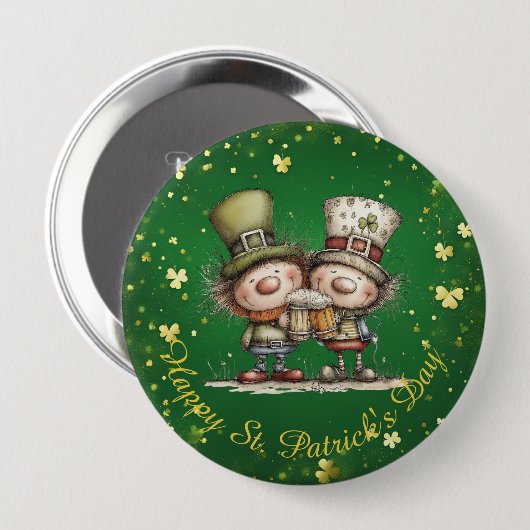 Cheerful St. Patrick’s Day Party Illustration Button (Vorne & Hinten)