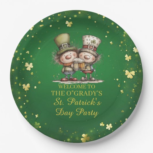 Cheerful St. Patrick’s Day Party Illustration Pappteller (Vorderseite)