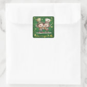 Cheerful St. Patrick’s Day Party Illustration Quadratischer Aufkleber (Tasche)