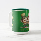 Cheerful St. Patrick’s Day Party Illustration Zweifarbige Tasse (Vorderseite Links)